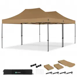 Finale Uitverkoop Partytent - 6x4.5 m - Premium easy-up Partytent | set incl. 2x Tent en 1x koppelsysteem – Beige