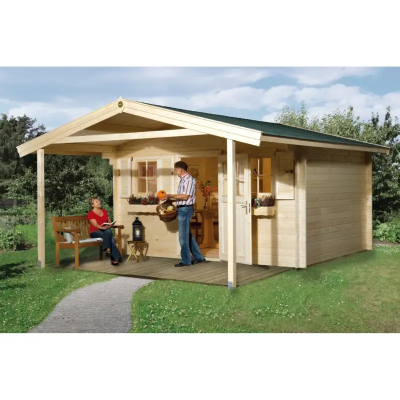 Weka tuinhuis met overkapping 110 Type A GR2 380x580cm Actieprijs