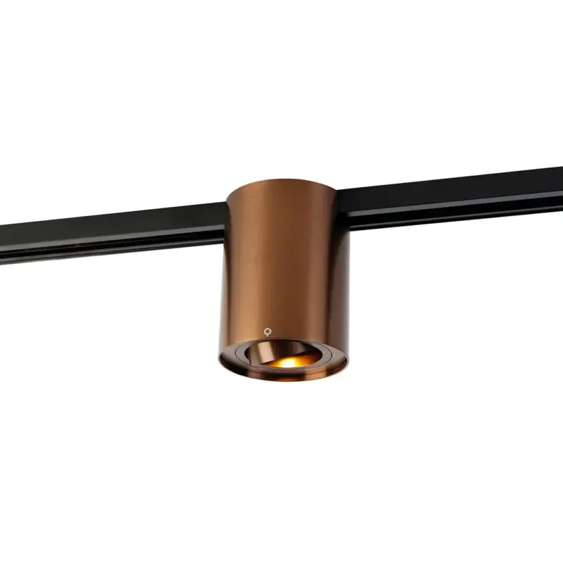 Authentiek Qazqa Moderne 1-fase Railspot Donkerbrons - Iconic Rondoo Up