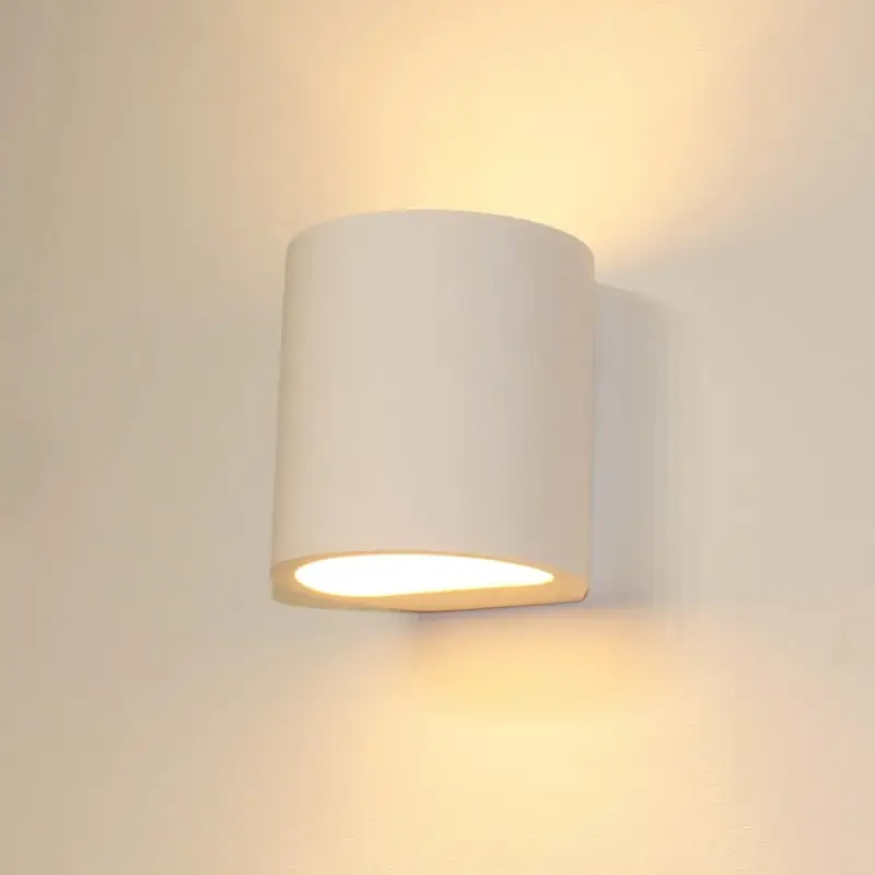 Artdelight Wandlamp Plaster Rond H 12cm Gips Excl. G9 Wit Budget