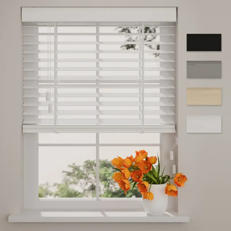 Aanbieding Dtch Bamboe Houten Jaloezie - Easy Natural - 50 Mm - Wit - 90 X 240 Cm