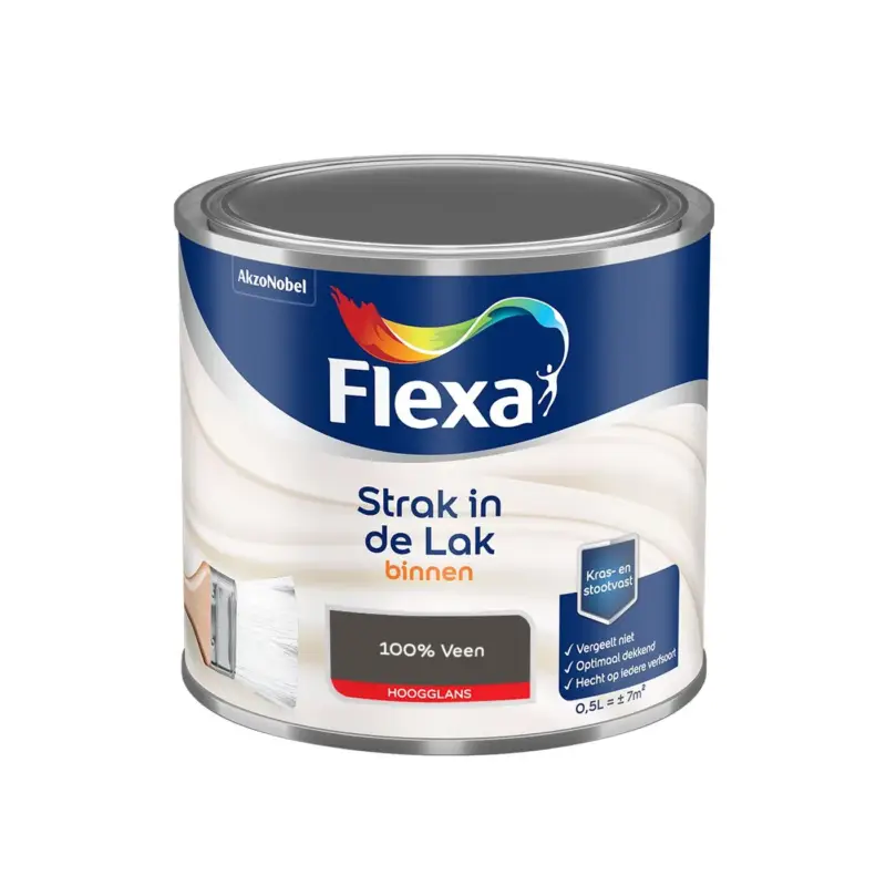 Aanbieding Flexa - Strak In De Lak Binnenlak Hoogglans - 100% Veen - Meng - 0.5 L