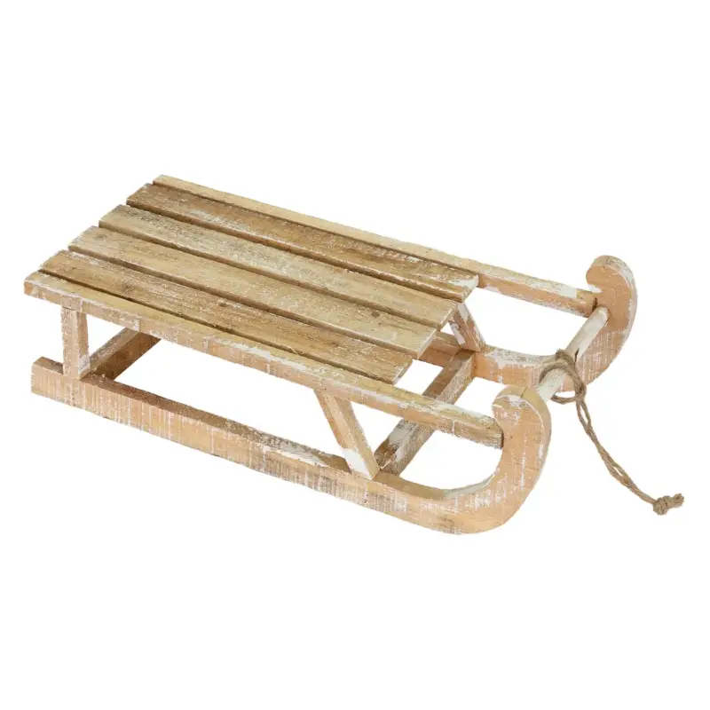 Aanbieding ECD Germany Deko Schlitten aus Holz, 50,5 x 13,5 x 23,5 cm, Braun, Natur, mit LED, Weihnachtsdeko