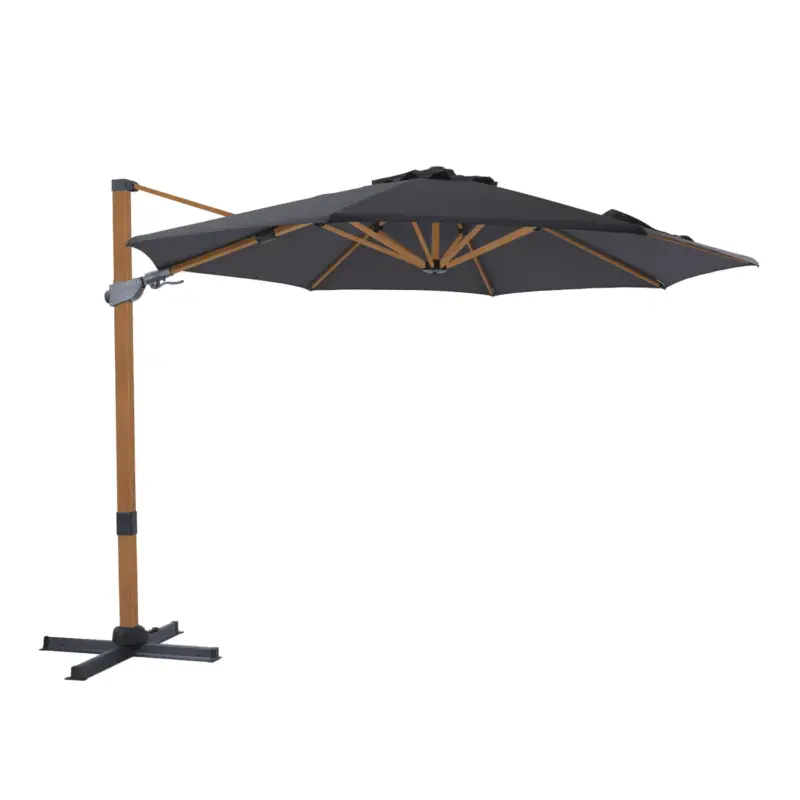 Axi Cyrus Premium Zweefparasol Rond Diam. 300 Cm In Hout Look/grijs Budget