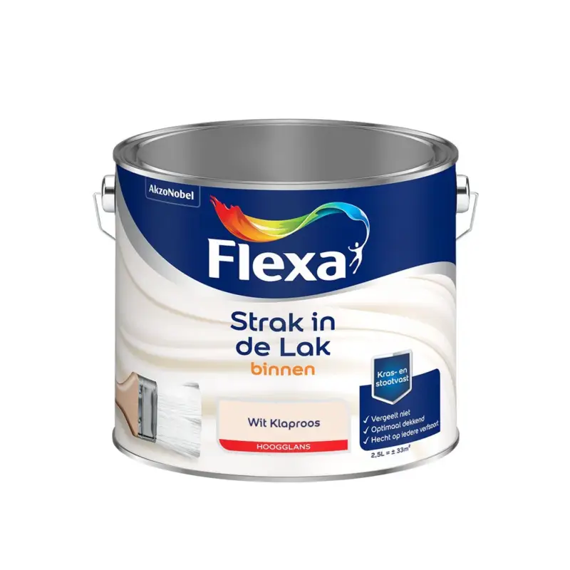 Voordeelprijs Flexa - Strak In De Lak Binnenlak Hoogglans - Wit Klaproos - Meng - 2.5 L