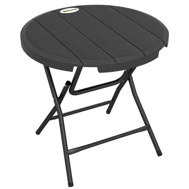 4goodz Bijzettafel Opvouwbaar Kunststof 80 Cm Rond - Zwart Nieuwe Collectie