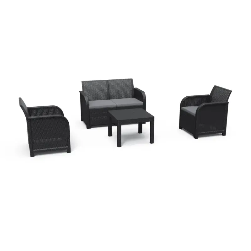 Aanbieding Keter Loungeset Rosalie - Wicker/Kunststof - Antraciet - 4 Personen