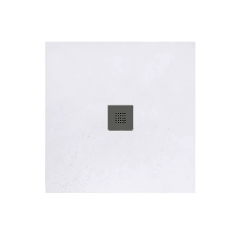 Aanbieding Poalgi - Douchebak Extra Plat Antislip - Serie Hos's - Wit - 80x80 Cm - Zwart Rooster