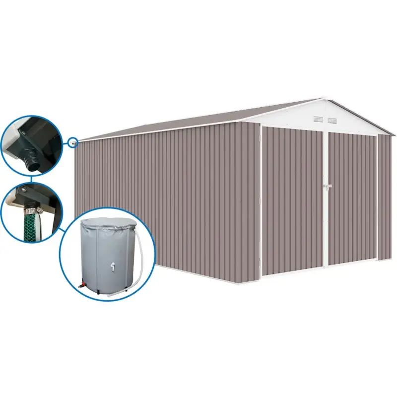 Alleen Vandaag H&j - Garaga Schuur Metaal -nevada - 15,36 M² Met Goot En Regenton Waterreservoir