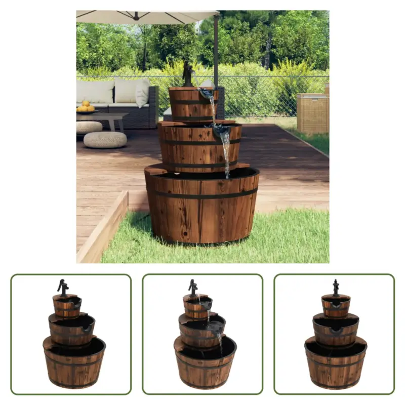 vidaXL Waterfontein - Massief vurenhout - 60 x 60 x 94 cm - Watervalfontein Express Levering