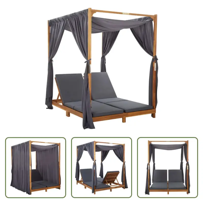 vidaXL Ligstoel Acaciahout 2-persoonsligbed - 148x200x200cm Veilige Betaling