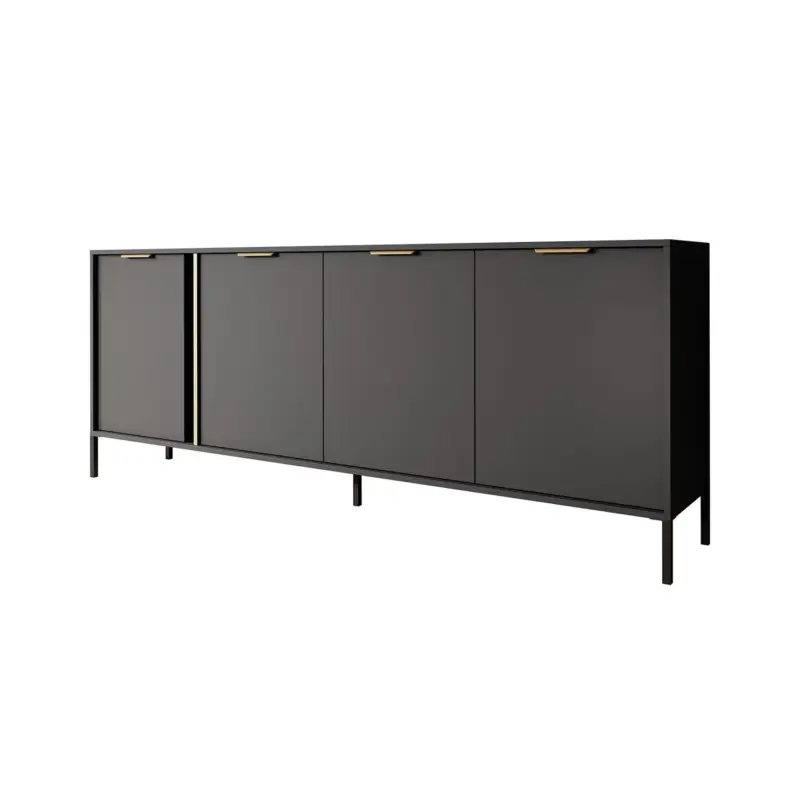 Voordeelprijs Meubella Dressoir Loren - Antraciet - 203x40x81 Cm