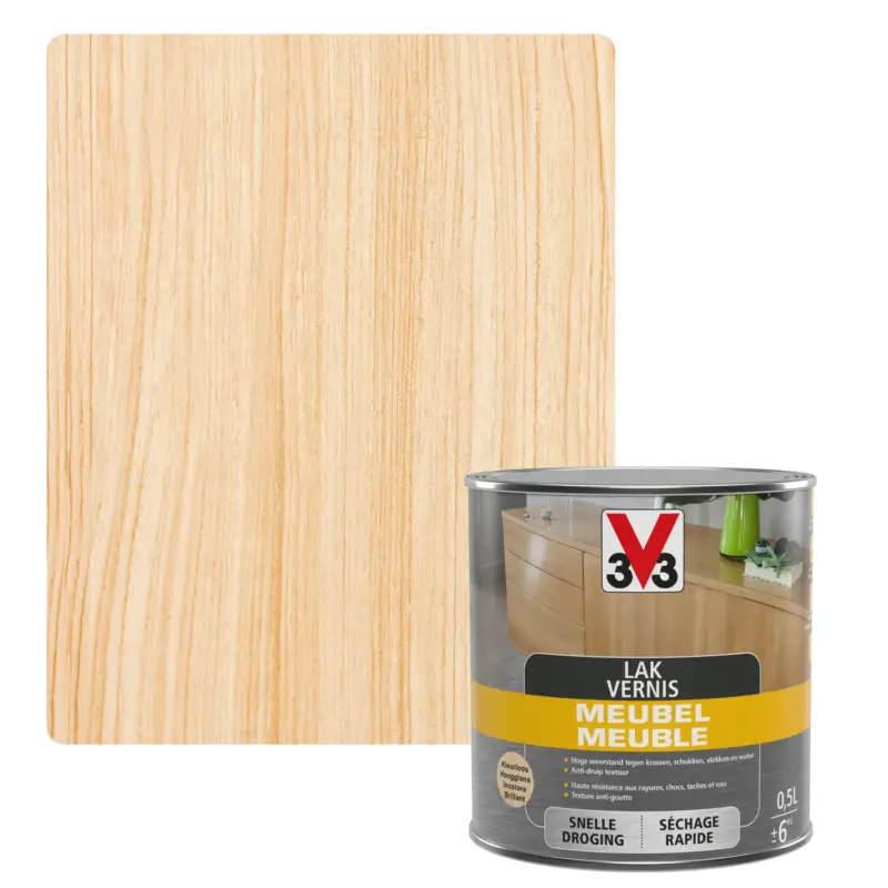 V33 meubellak transparant hoogglans 500ml Bestel Nu