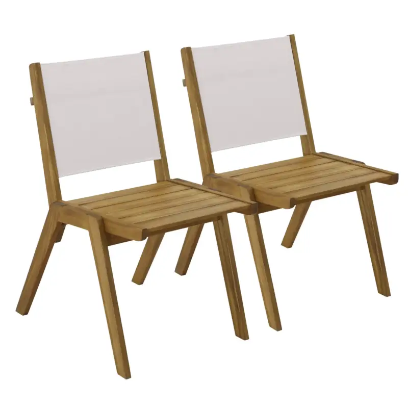Weekendaanbieding Oviala Set Van 2 Eucalyptus En Textilene Tuinstoelen Uzes Wit
