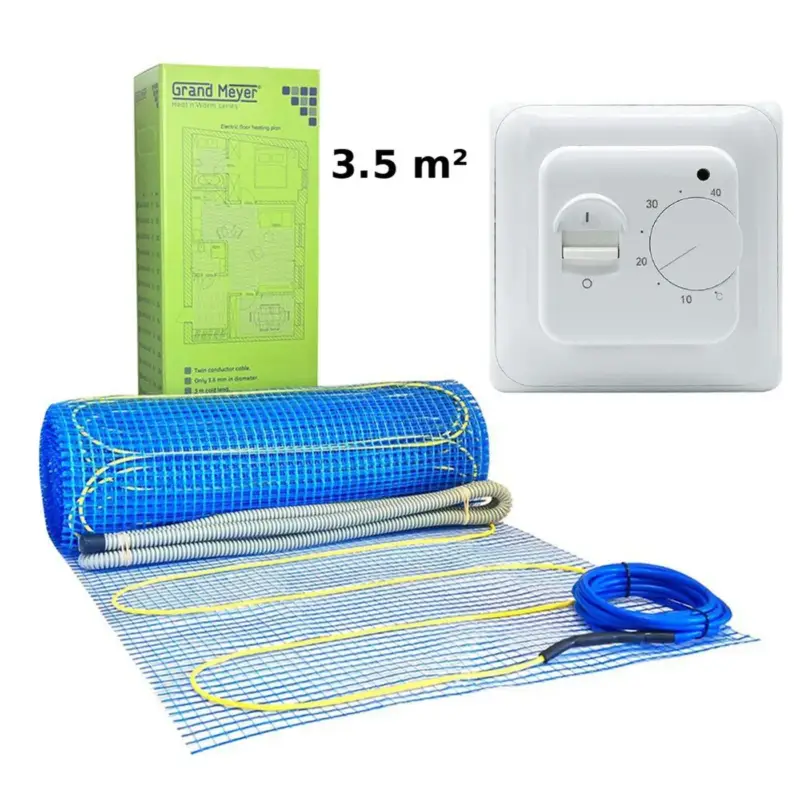 Gratis Verzending Grand Meyer Elektrische Vloerverwarmingsset 3,5 M², 170 W/m² + Mst-1 Thermostaat