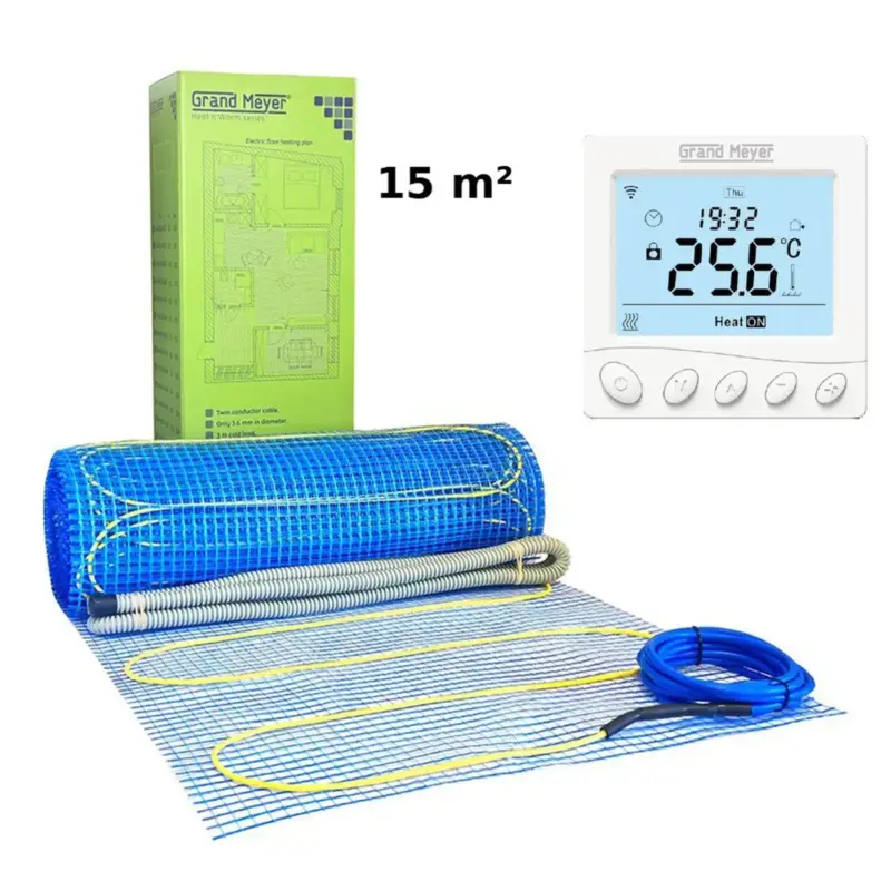 Grand Meyer Elektrische Vloerverwarmingsset 15 M², 170 W/m² + W350 Thermostaat Hete Deal