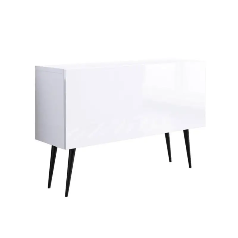 3xe Living - Tv-meubel 100 Cm - Mat Wit/glanzend Wit - Zwarte Poten Budget