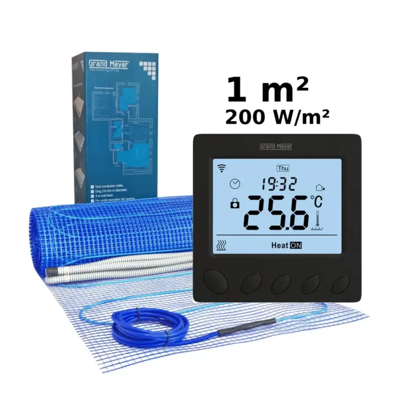 Origineel Grand Meyer Elektrische Vloerverwarmingsset 1 M², 200 W/m² + W390 Thermostaat