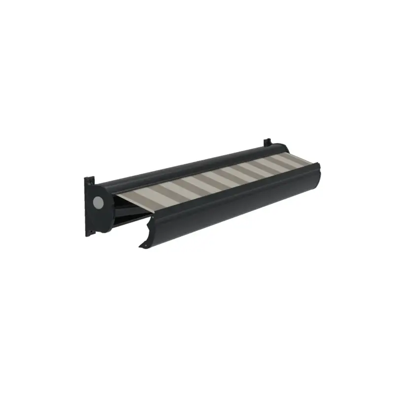 Authentiek Optima Knikarmscherm TS - Antraciet - Doek D513 - Elektrisch - UV-bestendig - 300x250cm