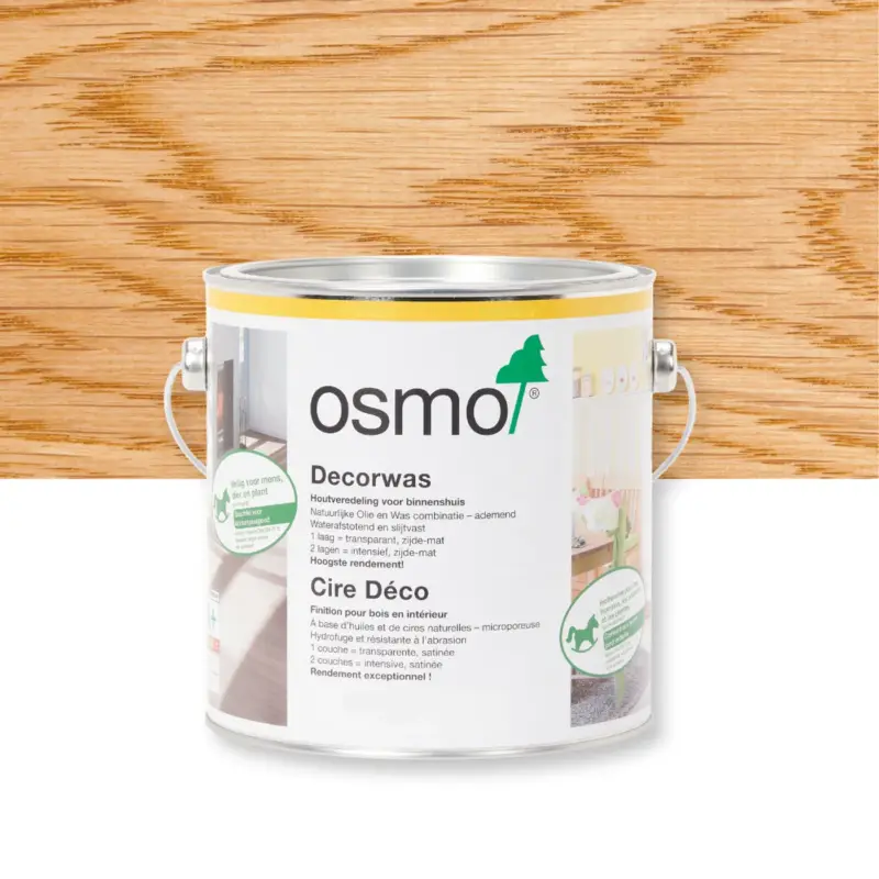 Osmo Houtwax - Decorwas Transparant 3103, Eiken Licht - 2.5 Liter - Houtverf Binnen Exclusieve Aanbieding