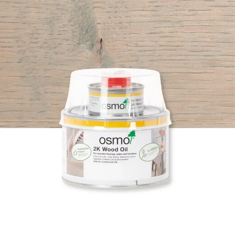 Budget Osmo Houtolie - 2k Olie 6112, Zilvergrijs Zijdemat - 0.375 Liter - Vloerolie