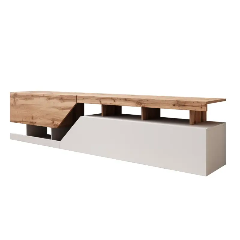 Weekendaanbieding Meubella Tv-meubel Canberra - Eiken - Wit - 200x35x47 Cm