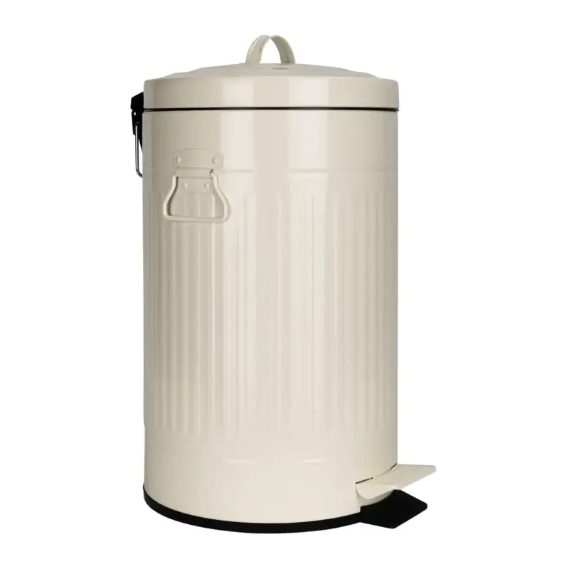 Aanbieding Quvio Prullenbak Retro - 12 L - Metaal - Beige