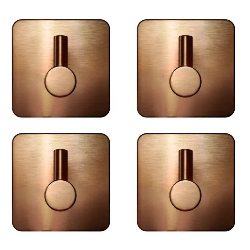 Aanbieding EAVY - Set Van 4 Zelfklevende Handdoekhaakjes Rvs - Geborsteld Koper