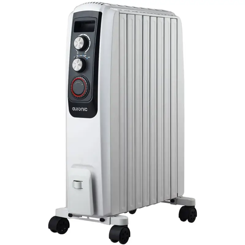 Auronic Olieradiator Met Thermostaat - Elektrische Kachel - Timer - 3 Standen - 2000w Heater - Wit Modern