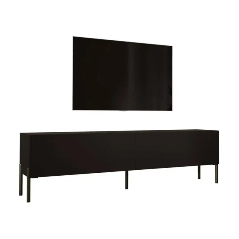 3xe Living - Tv-meubel - Mat Zwart Met Rechte Zwarte Poten Poten - 170 X 52 X 32 Cm Hoge Kwaliteit