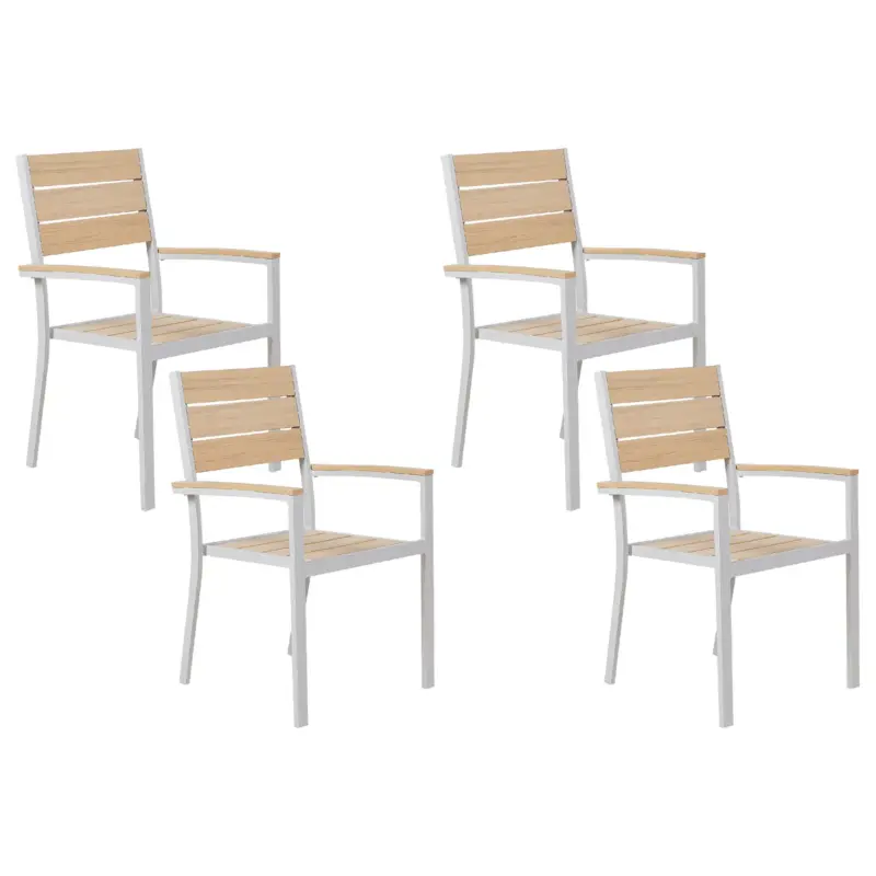 Beliani Set Van 4 Tuinstoelen Prato Beige Wit 57x57x90 Cm Dagaanbieding