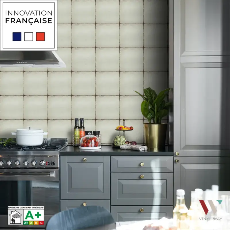 8 zelfklevende tegels 20x20cm Alta / Monochrome Vintage / groen - Vinyl Way Actieprijs