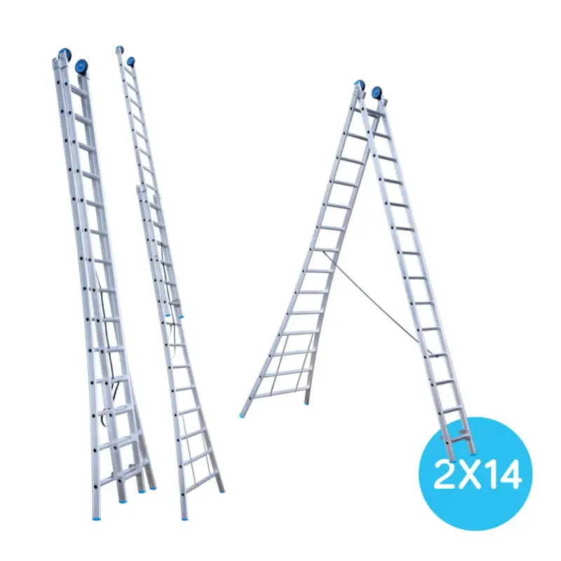 Veilige Betaling Eurostairs uitgebogen Reform ladder - Tweedelige ladder met 2x14 sporten
