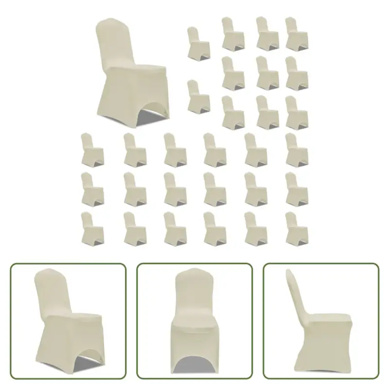 vidaXL Stoelhoes Stretch - Crème - 100 cm - 30 stuks Beperkt Aanbod