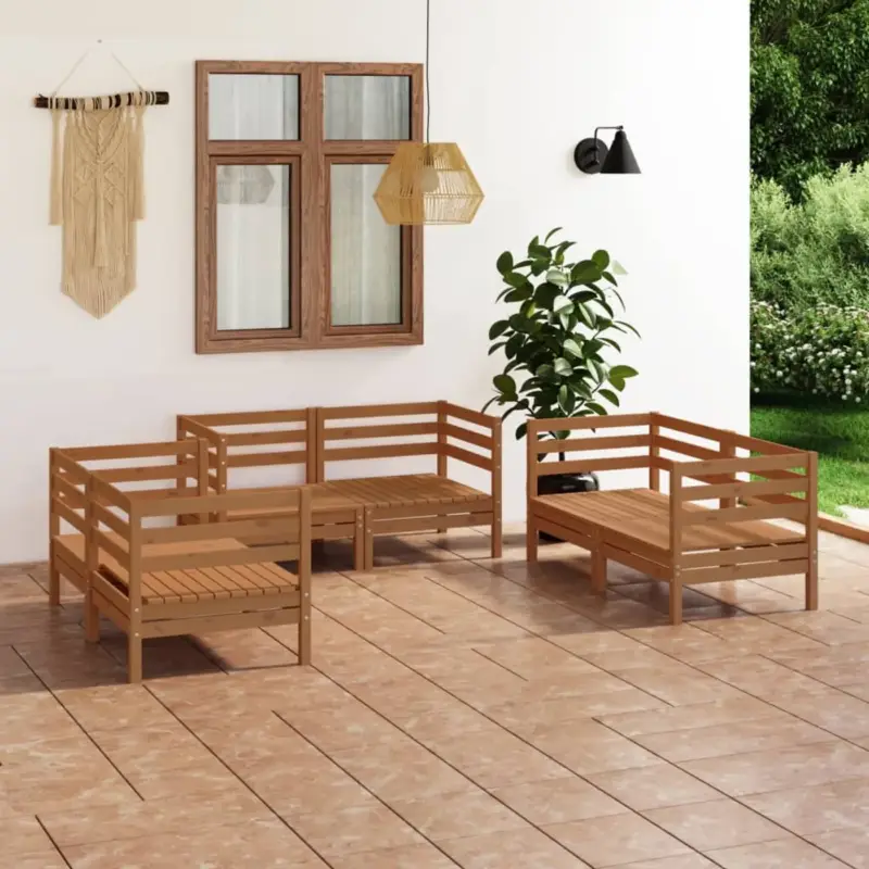 vidaXL 6-delige Loungeset Grenenhout Honingbruin - Loungeset - Tuinlounge Laatste Kans