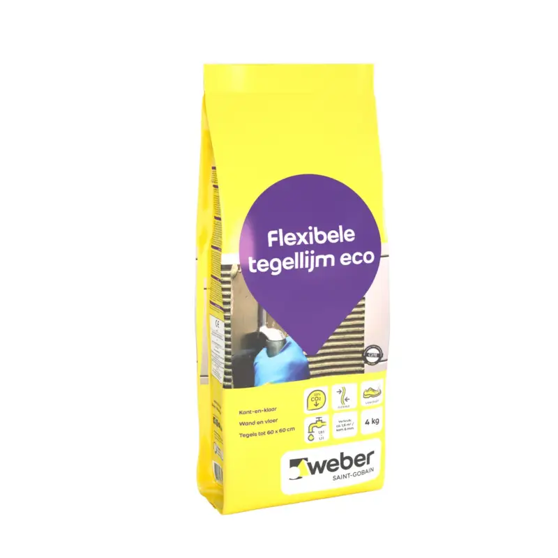 Weber tegellijm - wand en vloer - Flex (C2TE) eco - 4kg Limited Edition