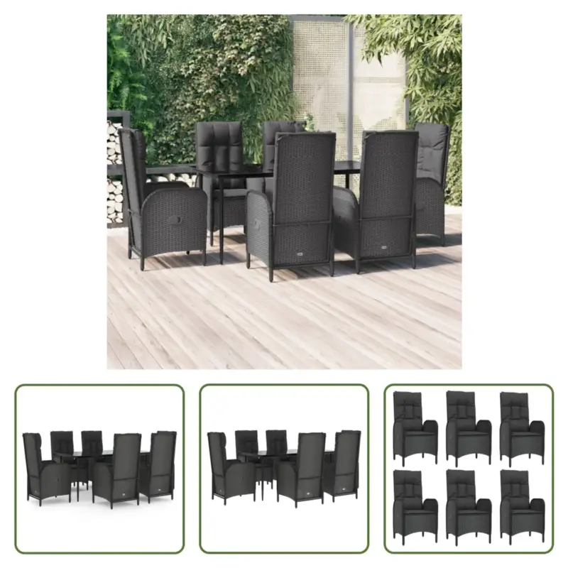 vidaXL Tuinset - Verstelbare Tuinstoelen - Zwart - PE Merkproduct