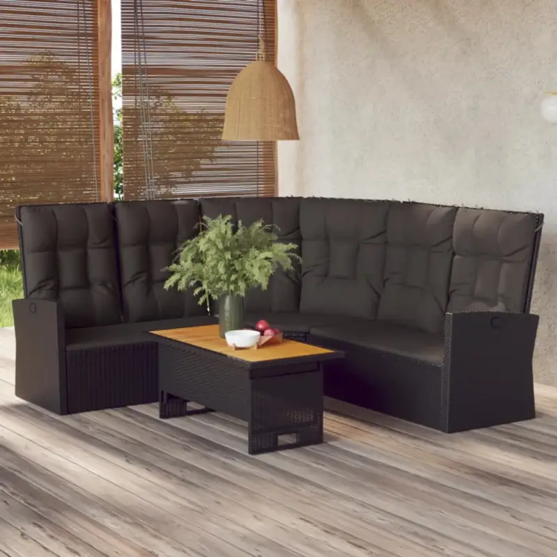 vidaXL Loungeset - 2-delig - Zwart - Inclusief Kussens - Loungeset - Lounge Set Handgemaakt