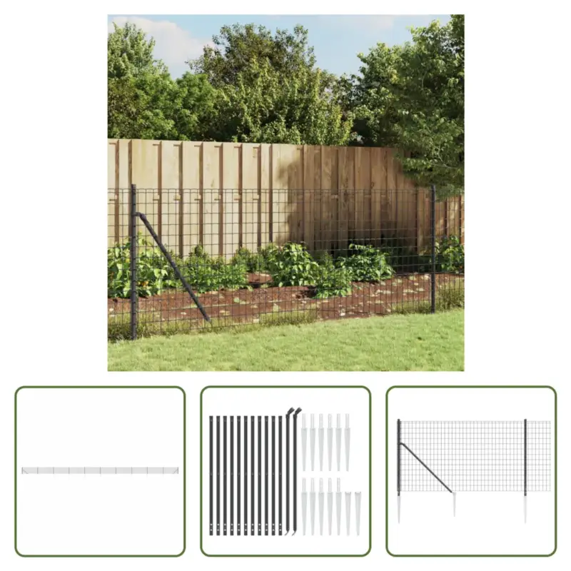 vidaXL Draadgaashekwerk - 1.1 x 25 m - antraciet - gegalvaniseerd staal met PVC Ambachtelijk