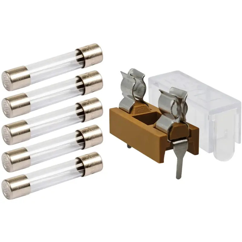 Vltg Zekeringhouder Inbouw Blok 5x20mm - 350ma - Klein - F(snel) - Inclusief 5x Glaszekeringen Exclusief