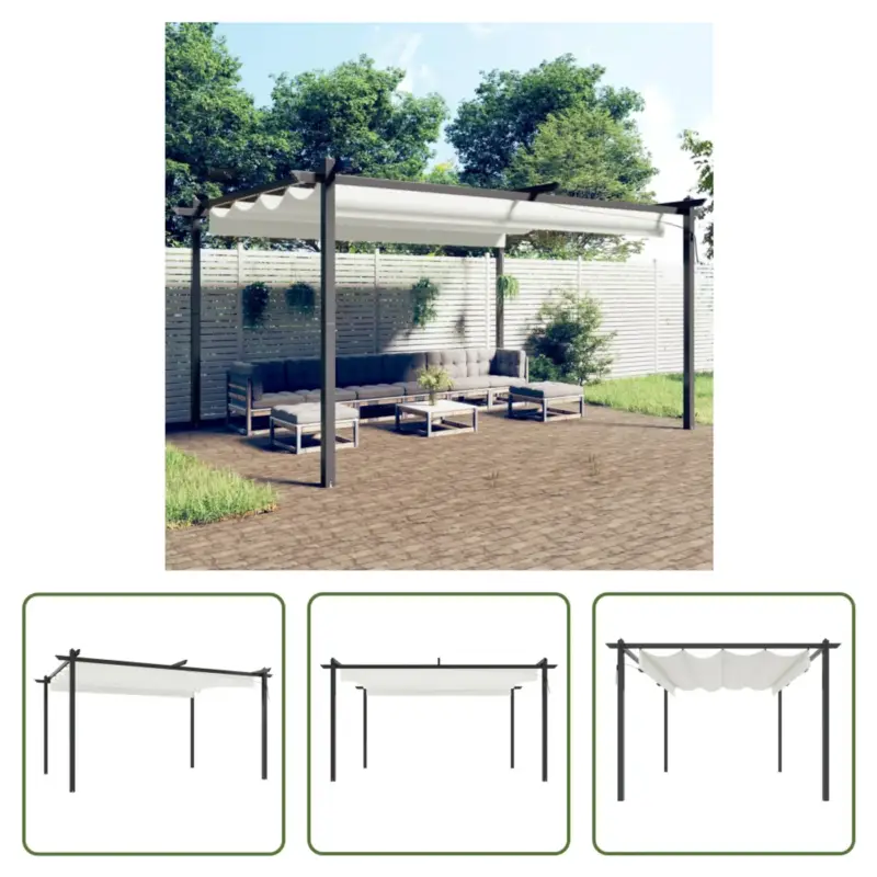 vidaXL Prieel Tuinpaviljoen - 4 x 3 x 2.2 m - Uittrekbaar dak - Waterbestendig Snelle Levering