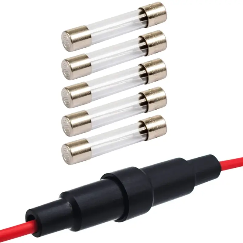 Vltg Zekeringhouder Met Draad 5x20mm - 8a - Klein - T(traag) - Inclusief 5x Glaszekeringen Meest Verkocht