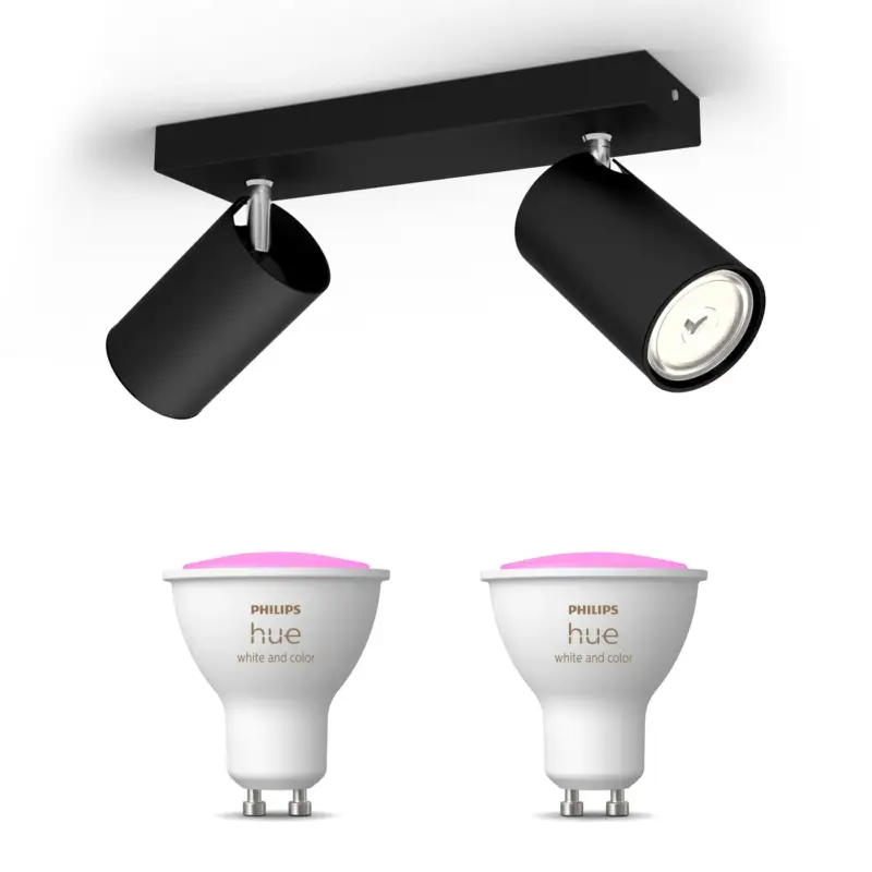 Wereldwijde Verzending Philips Kosipo Opbouwspot - Zwart - 2 Spot - Lichtbron Inbegrepen