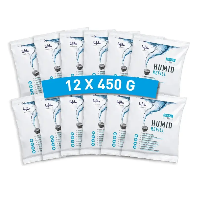 Koop Vandaag Lafita Vochtvanger navulling - 12 stuks - 450 gram - universeel - made in NL