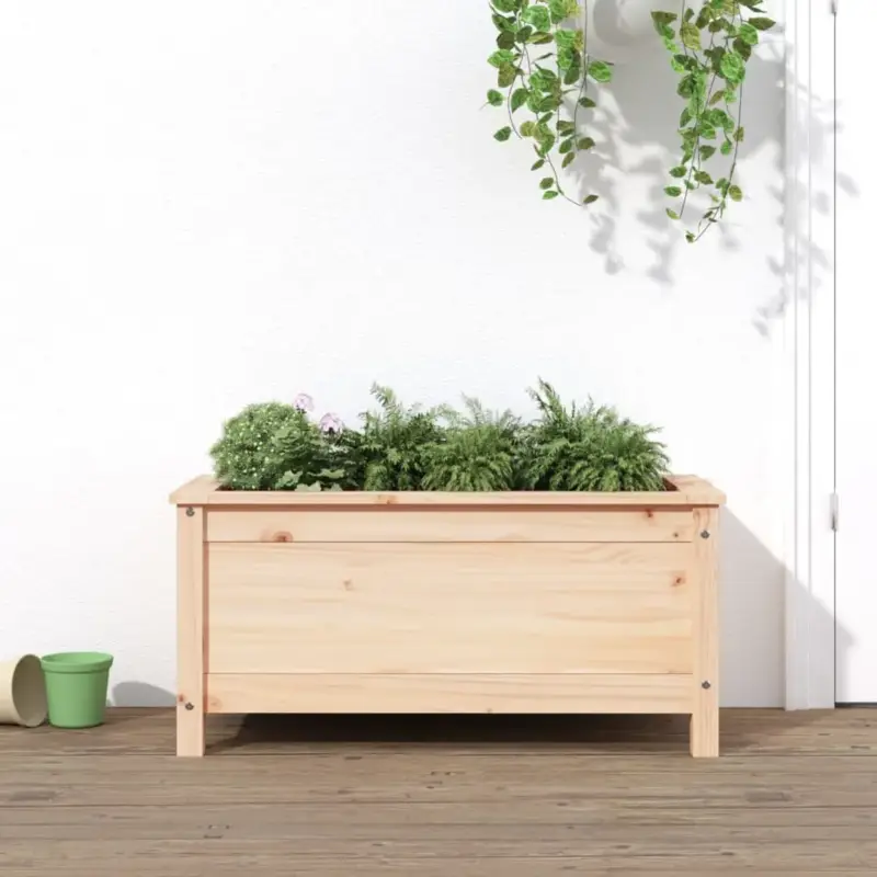 vidaXL Houten Plantenbak - Massief Grenenhout - 82.5 x 40 x 39 cm - Bruin Koopje
