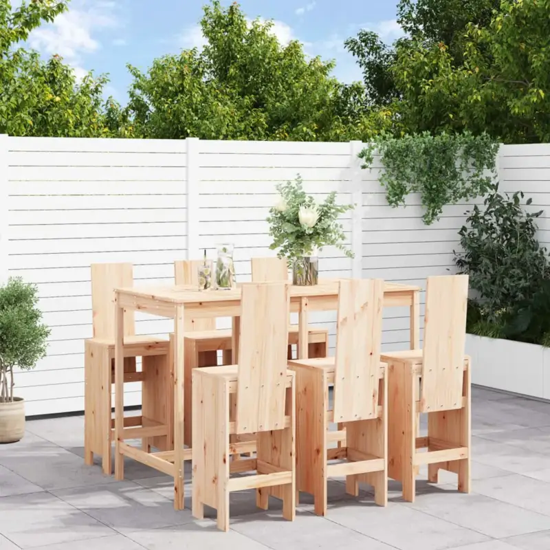 Weekendaanbieding vidaXL 7-delige Barset - Massief Grenenhout - Houten Barset - Tuintafel