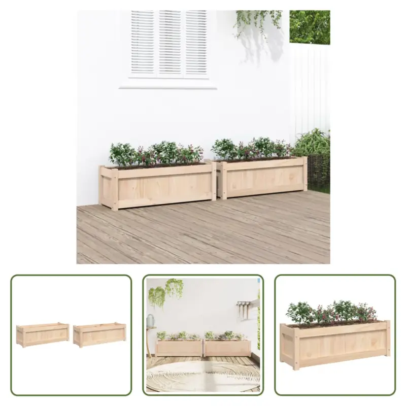 vidaXL Houten Plantenbakken - Massief grenenhout - 90 x 31 x 31 cm Meest Verkocht