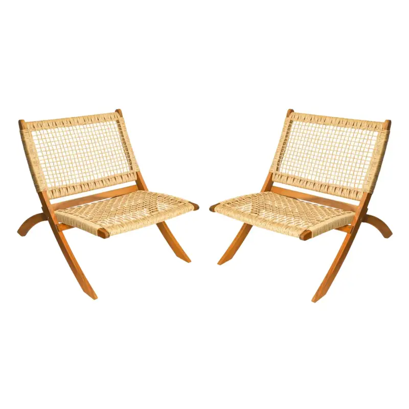 Weekendaanbieding Niceey Rotan Loungestoel - Vouwbaar - Fsc Bamboe/hout