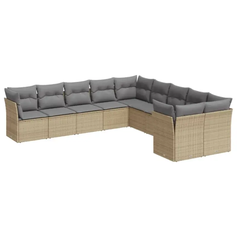 vidaXL Loungeset 10-delig - Beige - Inclusief kussens Korting