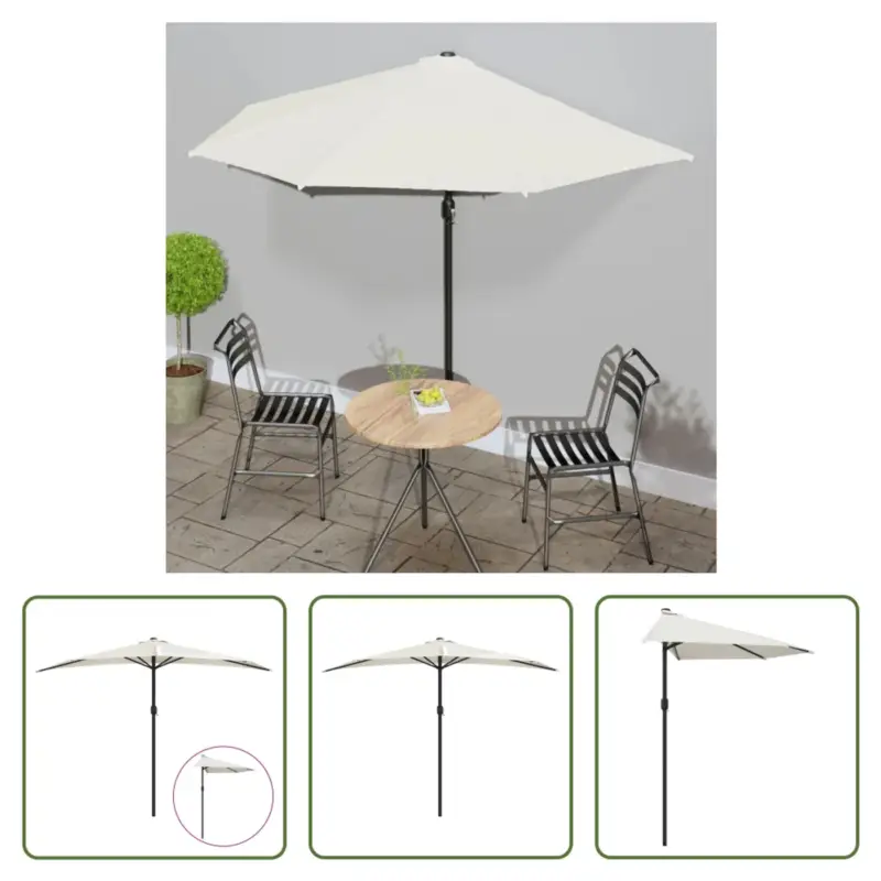 vidaXL Parasol Halfrond - Zandkleurig - 300 x 155 x 223 cm - 38mm paaldiameter Direct Verzonden